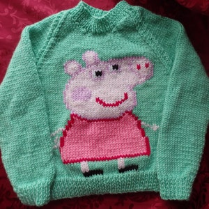 NOWOŚĆ - sweterek Peppa Pig ręcznie robiony na drutach rozmiary od 2 do 6