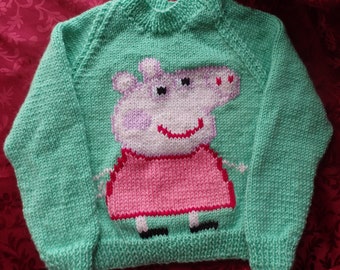 NEW - Peppa Pig Hand Knitted jumper sizes 2 to 6