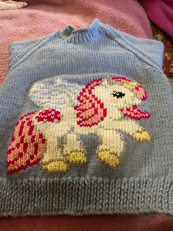 used♡Fancy Unicorn Design Sweater Unicorn Pullover Pattern – Mary Maxim Ltd