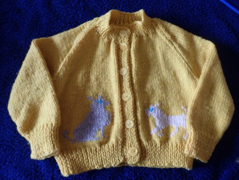 NEW Hand knitted cardigan with dogs image 1