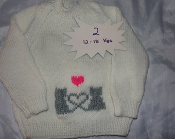 NEW - Hand knitted jumper sizes 1 to 4 colours of your choice