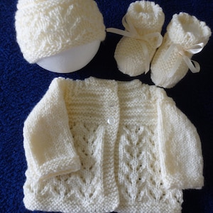 NEW - Hand knitted baby layette available in sizes 0000 to 00