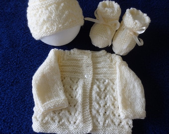 NEW - Hand knitted baby layette available in sizes 0000 to 00