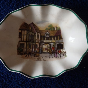 Vintage &quot;Coaching Days&quot; James Kent Ltd, Staffordshire - Old Foley ticket plate, sandwich/biscuit dish.
