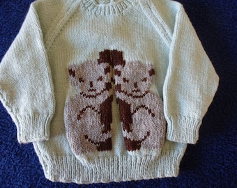 NUEVO - Jersey para niños tejido a mano, suéter - 2 koalas felices,