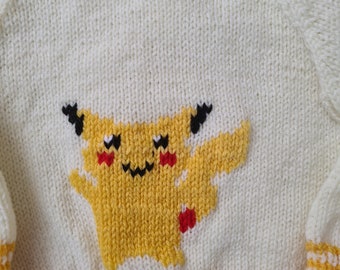 NEW - Hand made childs jumper featuring Pikachu = Emerald