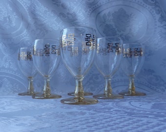 Beautiful Crown Corning Australian Wine glasses "Egypt"