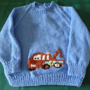 Hand knitted tow truck - made to order. choice of colours