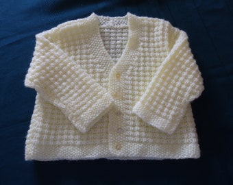 NEW - hand knitted v neck cardigan, cream size 2