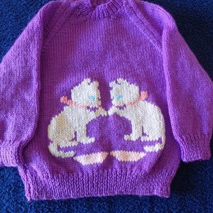 NEW - Hand knitted jumper, available in colour of your choice, sizes 2 to 6