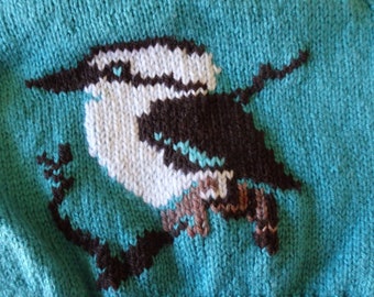 NEW - Hand knitted jumper with kookaburra