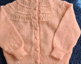 NEW - Hand knitted baby cardigan - pink - size 0 to 1