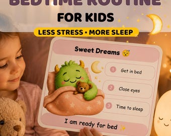 Bedtime Routine Cards for Kids | Calm Down Printable | Visual Schedule PDF for Toddlers | Screen Free Bedtime Routine | + Bonus page