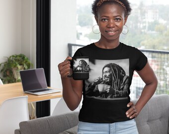 Reggae Rhythms Unisex T-Shirt: Where Music Meets the Perfect Brew! Coffee Lover, Novelty Gift, Celebrities, T-Shirt, Coffee