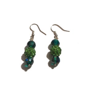 Green Beaded Dangle Earrings- One Of A Kind