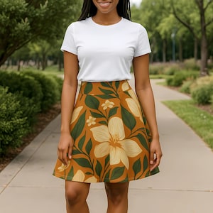 Bohemian Floral Skater Skirt | Women&#39;s Midi Skirt | Summer Vibes, Festival Outfit, Everyday Wear, Gift for Her, Casual Style