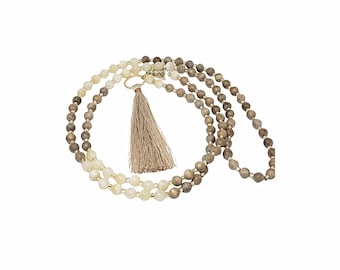 Sandlewood & Honey Jade Mala Necklace