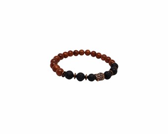 Rosewood & Black Lava Stone Bracelet