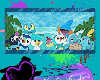 Watermon Starter Squad Gaming Desk Mat-XL Mouse Pad (36"x18") | Anime Desk Mat