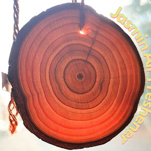 Jasmine Car Air Freshener. Wooden Slice with Long-Lasting Fragrance. Car Diffuser. Car Perfume. Handmade in UK.