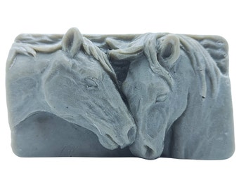 2 Horses Soap. Activated Charcoal. Handmade. Sandalwood Natural Essential Oil. Gift. Skin Friendly. UK Seller.