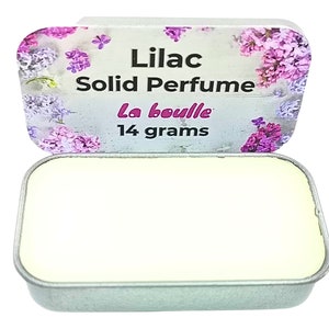 Lilac Solid Natural Perfume Balm. For Sensitive Skin. Handmade Natural Cosmetics. Organic. Long Lasting Fragrance. Made in UK.
