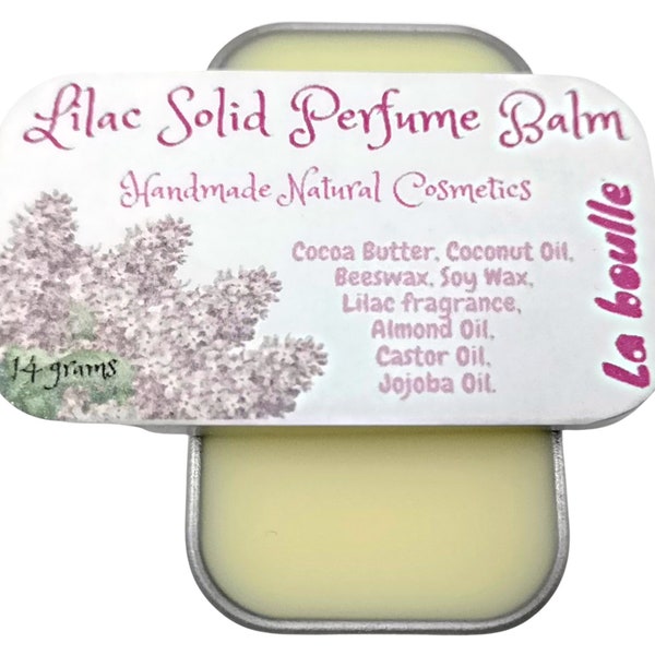 Lila festes natürliches Parfüm-Balsam. Für empfindliche Haut. Handgefertigte Naturkosmetik. Bio. Lang anhaltender Duft. Hergestellt in Großbritannien.