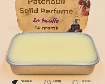 Patchouli Solid Perfume Balm – Long Lasting Natural Perfume – Pocket Size Travel Fragrance – Alcohol Free – Handmade in UK – 14g
