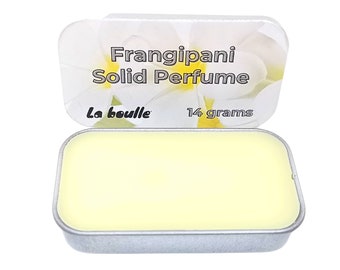 Frangipani Solid Natural Perfume Balm. For Sensitive Skin. Handmade Natural Cosmetics. Long Lasting Fragrance. Made in UK.