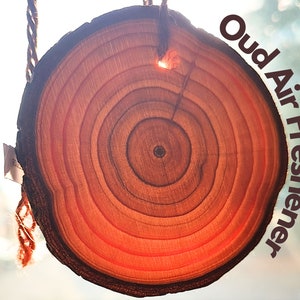 Oud Car Air Freshener. Wooden Slice with Long-Lasting Fragrance. Car Diffuser. Car Perfume. Handmade in UK.