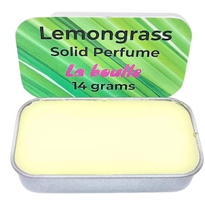 Lemongrass Solid Natural Perfume Balm. For Sensitive Skin. Handmade Natural Cosmetics. Long Lasting Fragrance. Essential Oils. Made in UK.