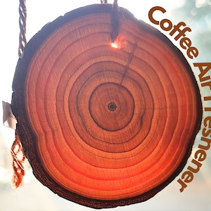 Coffee Car Air Freshener. Wooden Slice with Long-Lasting Fragrance. Car Diffuser. Car Perfume. Handmade in UK.
