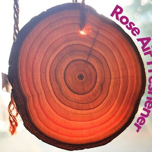 Rose Car Air Freshener. Wooden Slice with Long-Lasting Fragrance. Car Diffuser. Car Perfume. Handmade in UK.