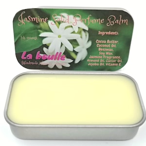 Balsamo solido al profumo naturale di gelsomino. Per pelli sensibili. Cosmetici naturali fatti a mano. Fragranza di lunga durata. Prodotto nel Regno Unito.