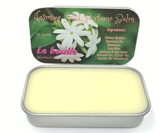 Jasmine Solid Natural Perfume Balm. For Sensitive Skin. Handmade Natural Cosmetics. Long Lasting Fragrance. Made in UK.