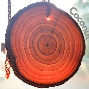 Coconut Car Air Freshener. Wooden Slice with Long-Lasting Fragrance. Car Diffuser. Car Perfume. Handmade in UK.