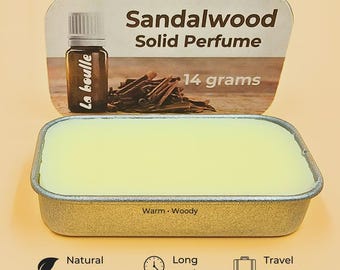 Sandalwood Solid Perfume Balm – Natural Long Lasting Fragrance – Pocket Size Travel Perfume – Alcohol Free – Handmade in UK – 14g