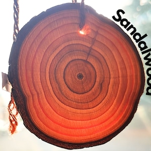 Sandalwood Car Air Freshener. Wooden Slice with Long-Lasting Fragrance. Car Diffuser. Car Perfume. Handmade in UK.