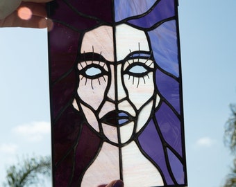 Gemini Zodiac Sign Stained Glass Suncatcher