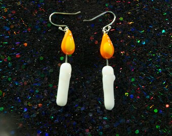 Fused Glass Candle Earrings: Handmade Melting Wax Design