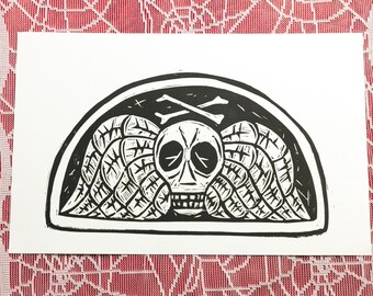 Headstone Linocut Print