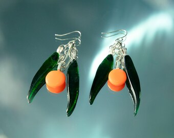 Upside Down Flower Glass Earrings