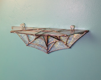 Iridescent Stained Glass Spiderweb Shelf