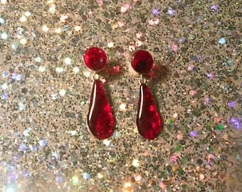 Blood Drop Glass Earrings