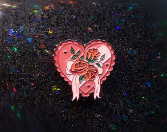 Heart Box Enamel Pin