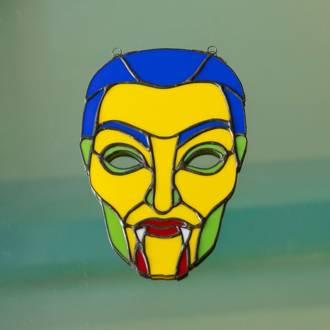 A Vintage Vampire Halloween Mask Stained Glass Suncatcher Etsy