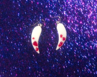 Vampire Fang Glass Earrings