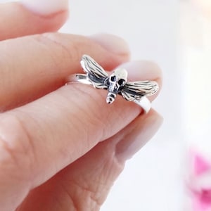 925 Silver Deathhead Moth Witch Dainty Goth Ring