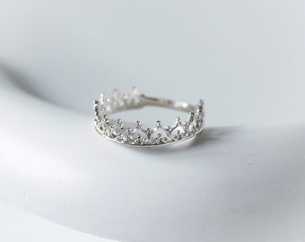 925シルバーの王冠の華奢なリング、14Kゴールドフィルドのプリンセスクラウンジュエリー