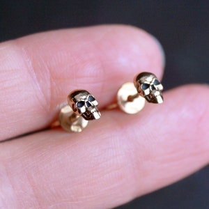 Tiny gold skull earrings Silver skull earrings